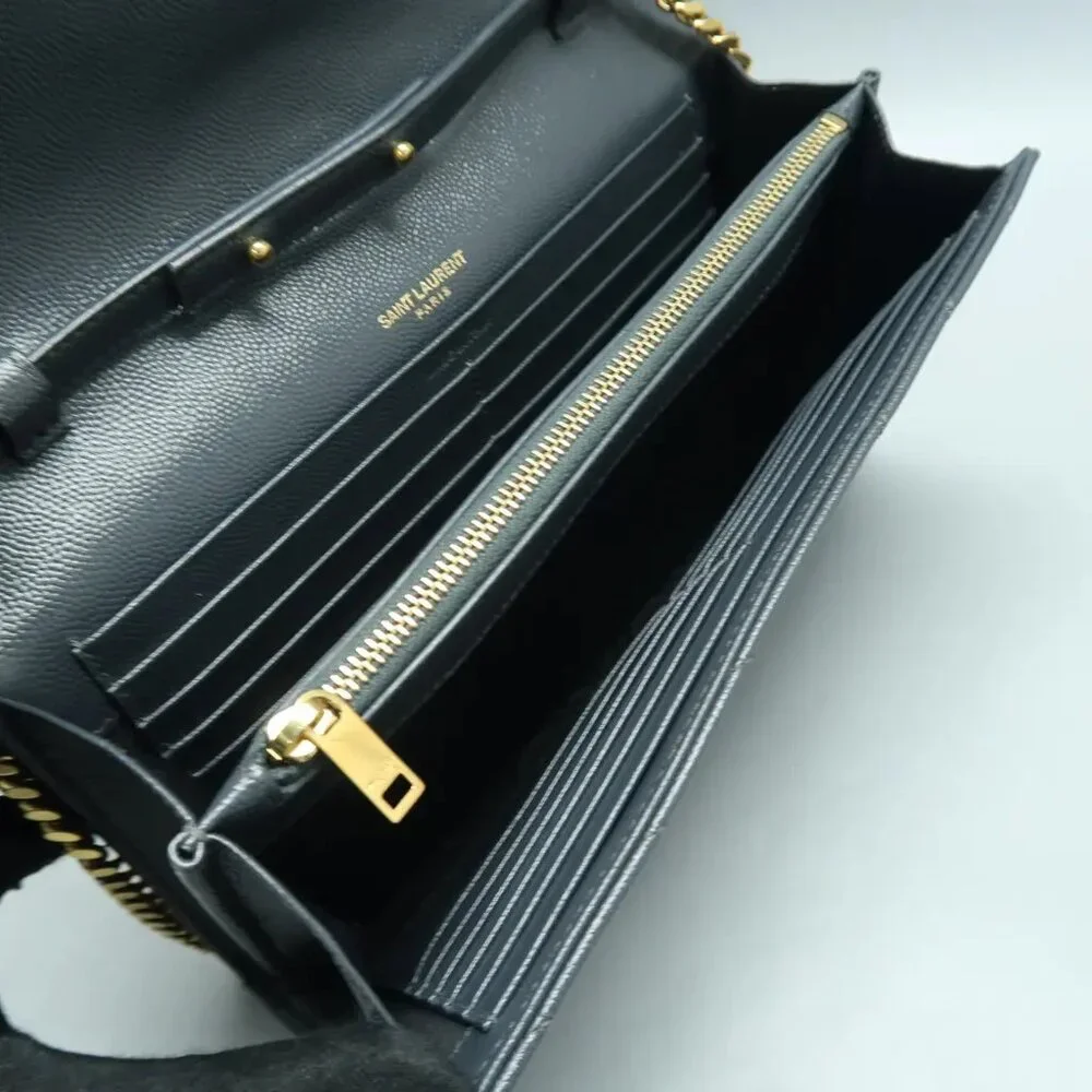SAINT LAURENT Envelope Grey Leather Shoulder Bag 1108-011625 - Picture 9 of 12